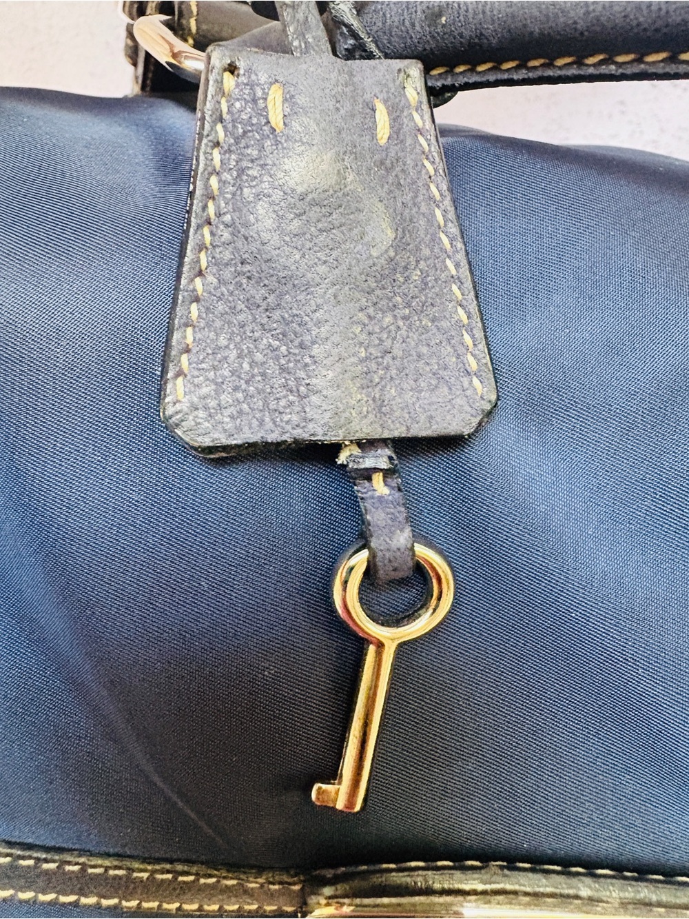 Prada Navy Nylon and Black Leather Double-Pocket Satchel with silver Hardware - Picture 15 of 15